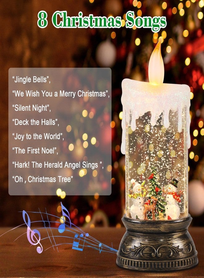 GenSwin كرات ثلجية لعيد الميلاد من جينسوين مع موسيقى وكابل USB قابل لإعادة الشحن ومؤقت، قطعة واحدة من فانوس صندوق موسيقي لعيد الميلاد مع مشهد رجل ثلج وغزال ثلجي لتزيين طاولات عيد الميلاد الداخلية. - Image 4